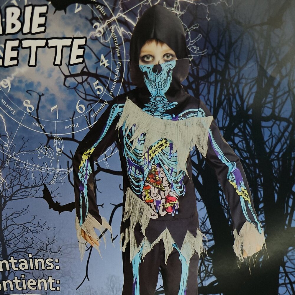 Skeleton Zombie Boys Dress Up Costume ,NWT